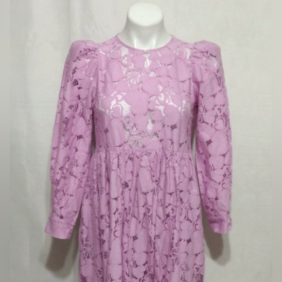 Mr. Larkin May Orchid Pink Cuore Lace Prairie Maxi Dress XS Romantic Designer - Picture 4 of 17